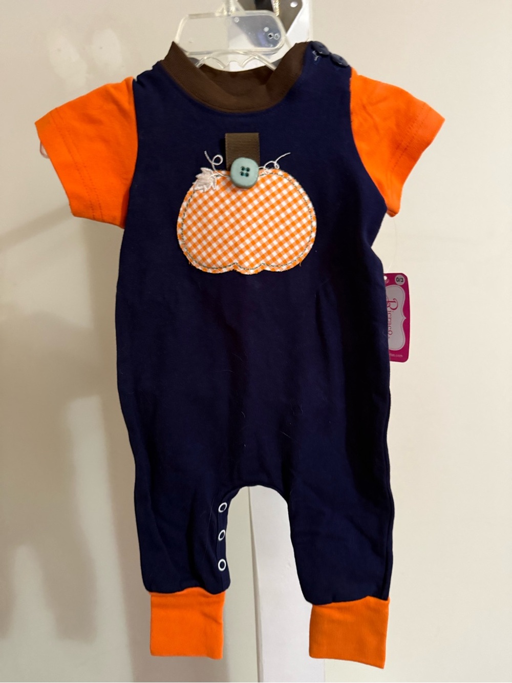 NWT Ricrac & Ruffles Pumpkin Romper - Picture 3 of 13
